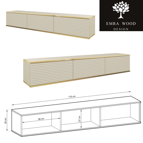 Szafka RTV Szaro - Złota  175 cm MDF